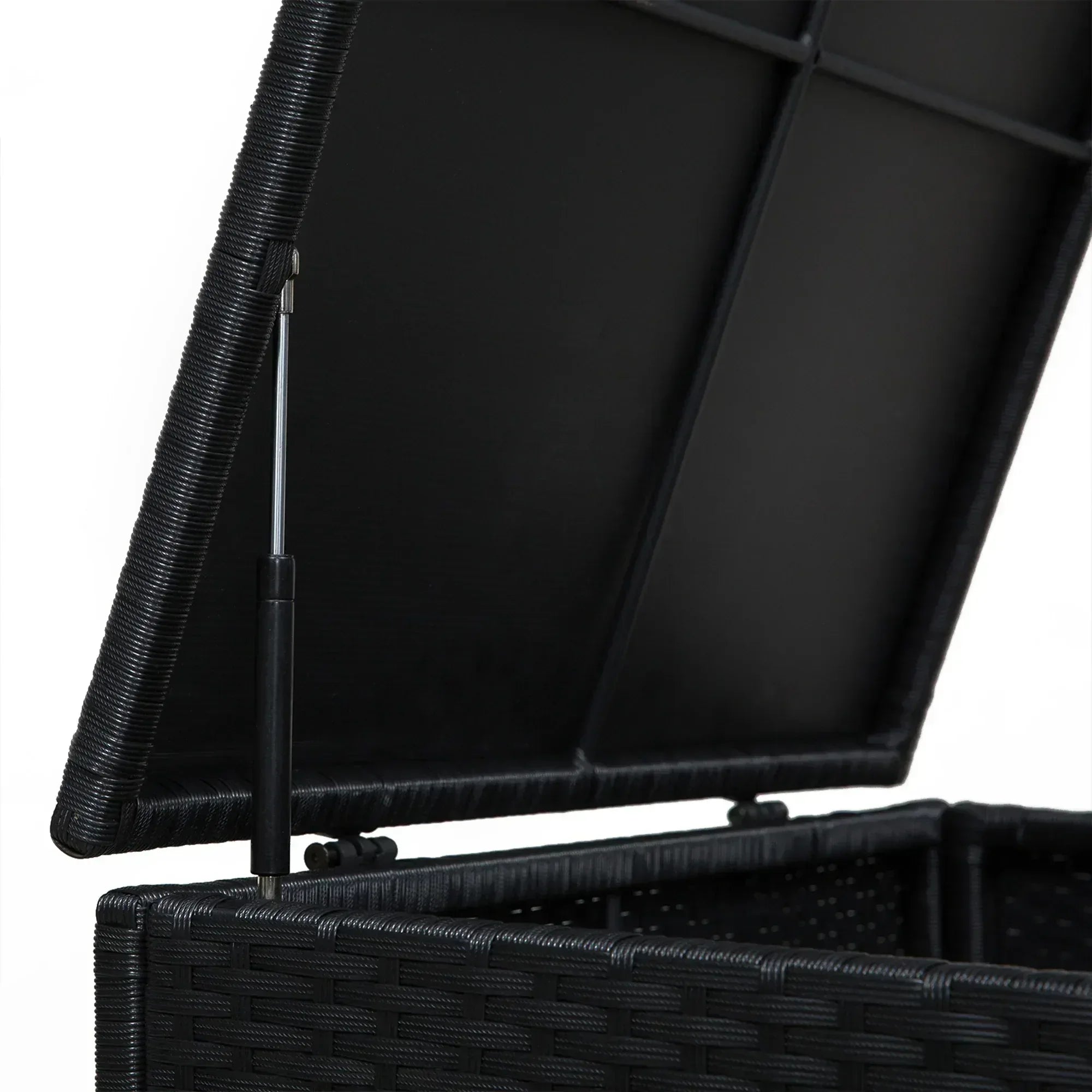 4 Pieces Rattan Garden Furniture Set, 4 Seater Corner Sofa Set with Storage Box, 2 Drawers Coffee Table, Loveseats with Cushions, Wicker Garden Conservatory Furniture for Balcony, Black - Bobobiy