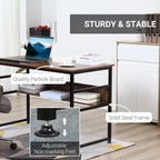 Adjustable drafting table with sturdy black frame and adjustable non-marking feet