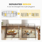 Grey wire dog playpen that can be separated into two smaller play areas