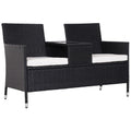 2-Seater Rattan Chair Set W/Middle Tea Table-Black - Bobobiy