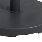 Black umbrella base close-up of rounded edge and pole base connection