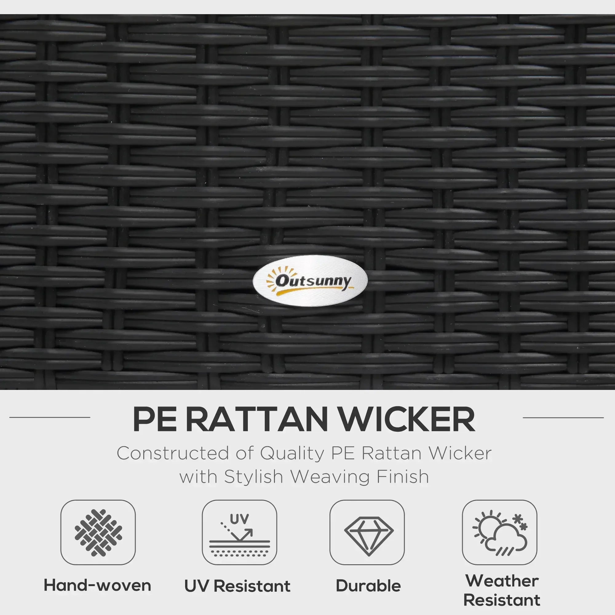 4 PCs Rattan Garden Furniture Outdoor Sectional Corner Sofa and Coffee Table Set Conservatory Wicker Weave Furniture with Armrest and Cushions - Black - Bobobiy