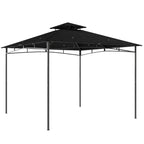 Black 3x3 m garden gazebo with metal frame and two-tier roof, open sides