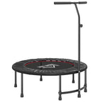 Black round fitness trampoline with adjustable handle and springless bungee cords