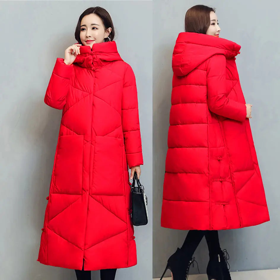 Women's Fashionable Thick Cotton padded Warm Snow Outerwear Windproof Hooded Jacket