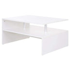 White 2-tier coffee table with open shelf and aluminum legs