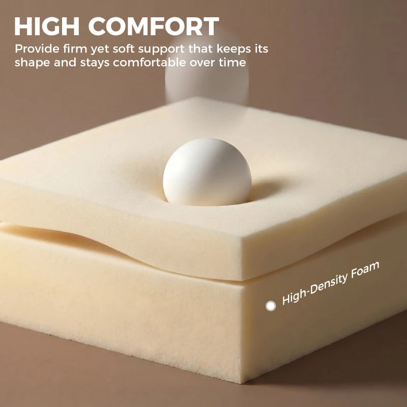 High-density foam seat cushion on light grey office chair, shown in close-up detail.