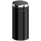 Black stainless steel motion sensor trash can with round silver lid
