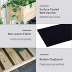 Wooden raised plant stand with waterproof anti-corrosion varnish and non-woven liner