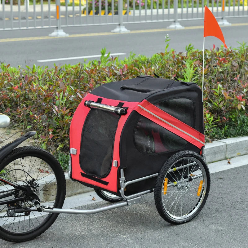 Bicycle Pet Trailer in Steel Frame-Red/Black