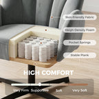 Grey accent chair seat layers with visible pocket springs and high-density foam
