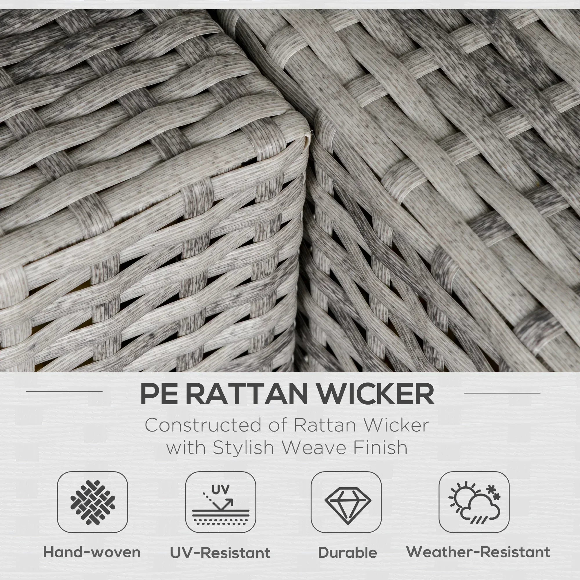 Outdoor PE Rattan Corner Sofa, Garden Wicker Furniture Single Sofa Chair w/ Cushions, Light Grey - Bobobiy