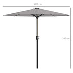 Light grey garden parasol canopy with tall center stand pole