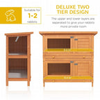 Two-tier deluxe guinea pig hutch with wire mesh windows and wooden access doors