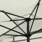 Close-up of off-white half parasol fabric stretched over black steel ribs