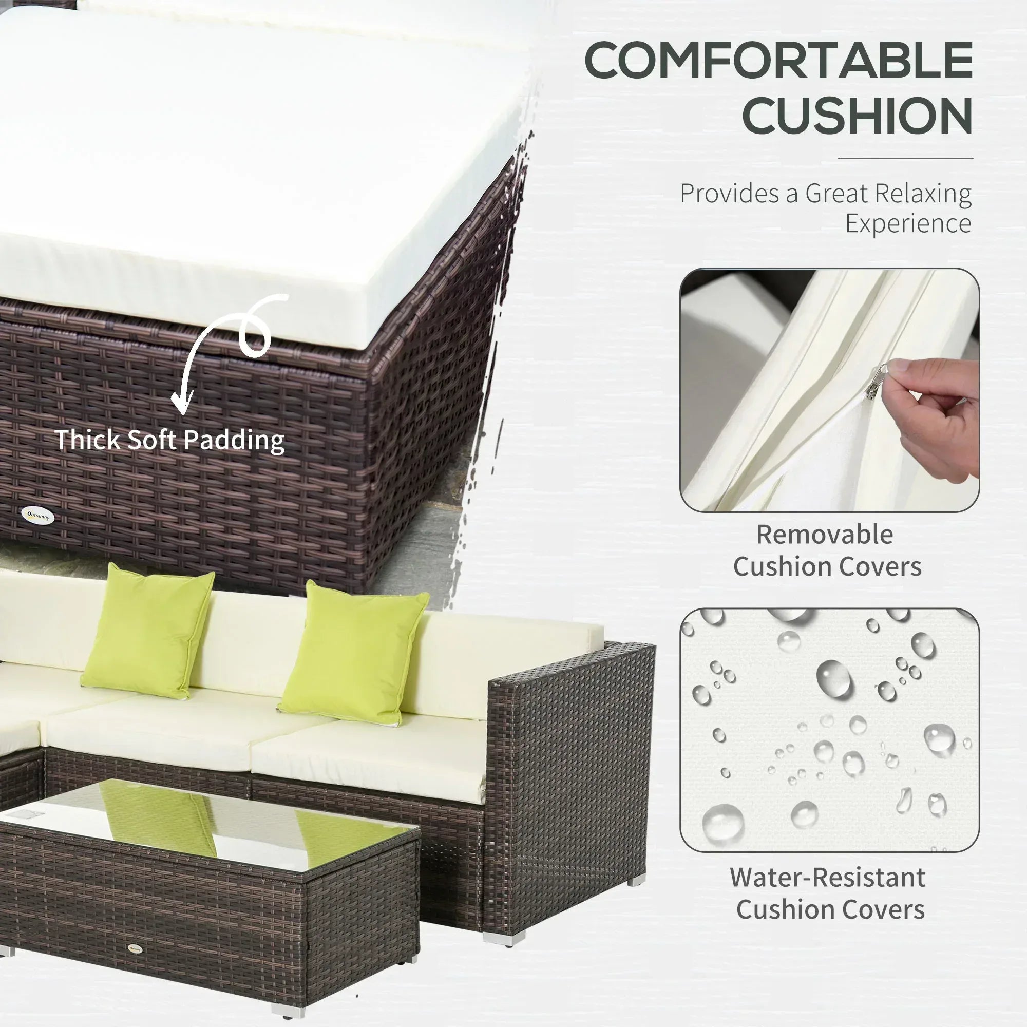 Rattan Corner Sofa Set 4-Seater Outdoor Garden Sofa for Patio - Brown - Bobobiy