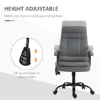 Grey office chair with adjustable height, armrests, and rolling base.