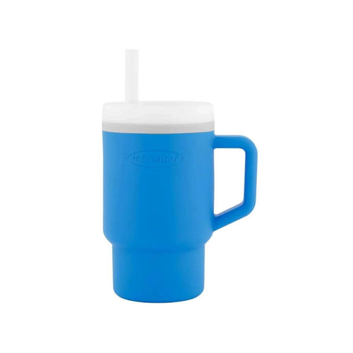 Infantino My First tumbler, ocean blue cup with white straw lid and handle
