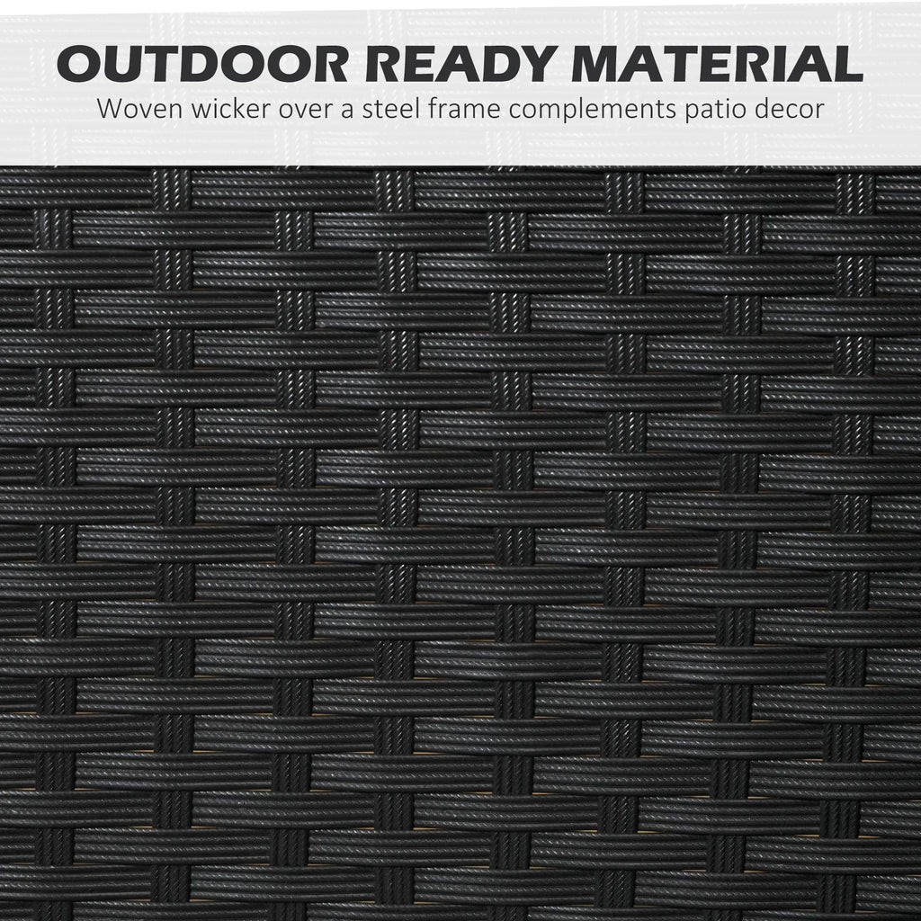 Five-Piece Garden Dining Set, with Rattan Seat Chairs and Cushions - Black - Bobobiy