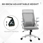 Grey mesh office chair with adjustable height and swivel seat on casters