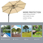 Beige round patio umbrella parasol with large canopy for extra shade