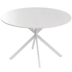 White round dining table with X-style steel legs