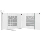White gazebo side panels, showing two window sections and central door frame