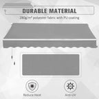 Light grey canopy fabric with white roller housing and scalloped front valance