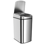Silver stainless steel automatic touchless sensor trash bin with open lid