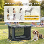 Soft-sided pet travel crate with front and side mesh panels in army green