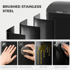 Black sensor bin with close-up icons for fingerprint-proof and anti-scratch design.