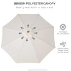 Off-white polyester parasol canopy with top vent and adjustable wind protection