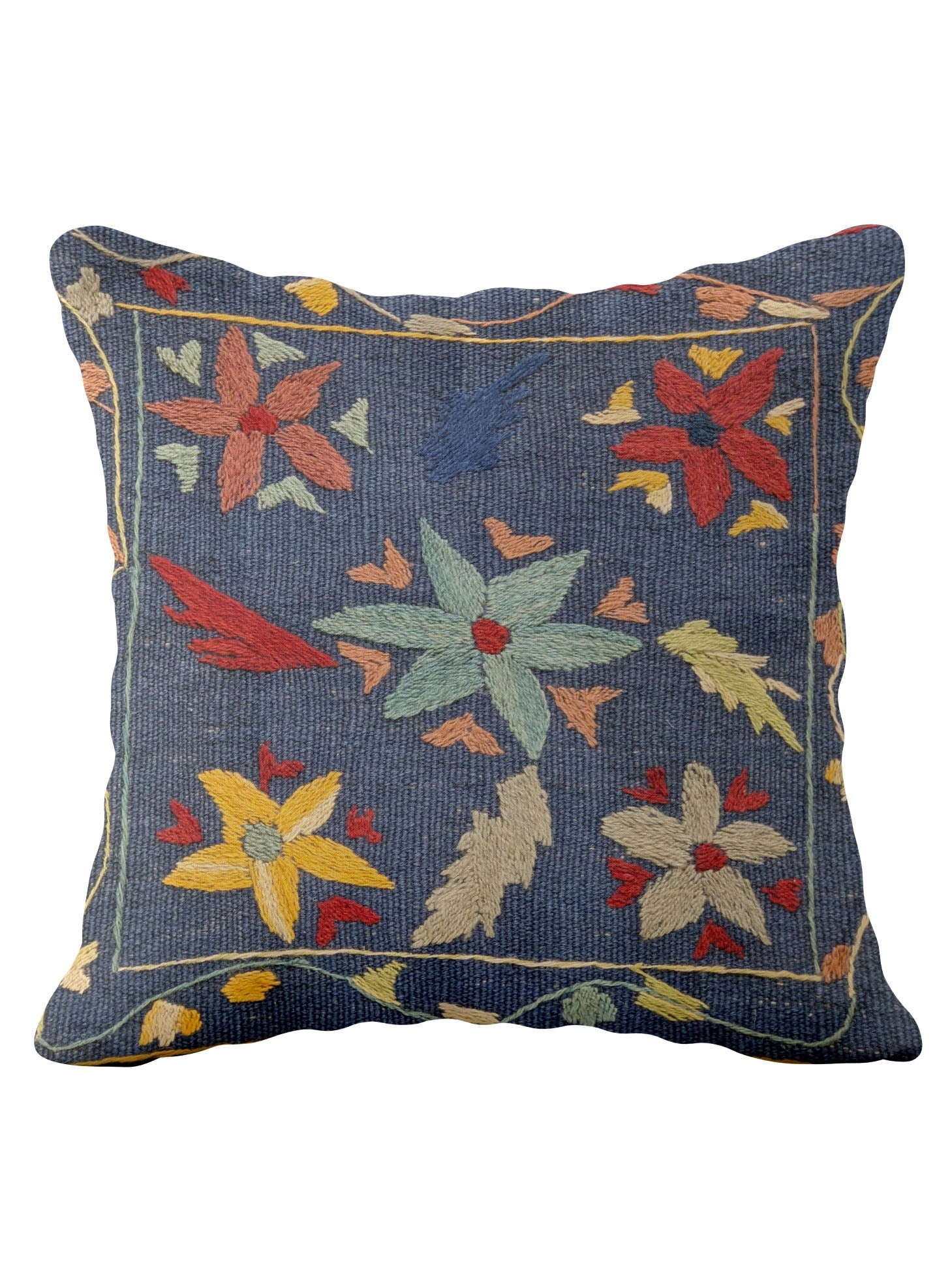 Suzani Hand Embroidered Cushion Cover - 45 x 45 cm - Handmade