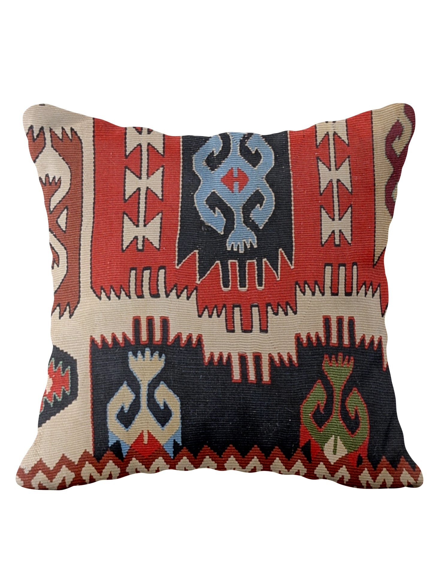 Turkish Kilim Vintage Cushion Cover - 40 x 40 cm - Handmade