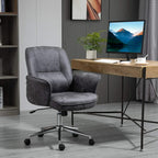 Charcoal grey mid-back swivel office chair with thick seat cushion and rolling caster base