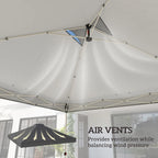 Gazebo roof cover underside with air vents and attached support points