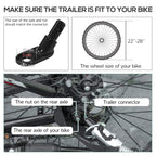 Bicycle trailer hitch connector and axle nut area for bike attachment