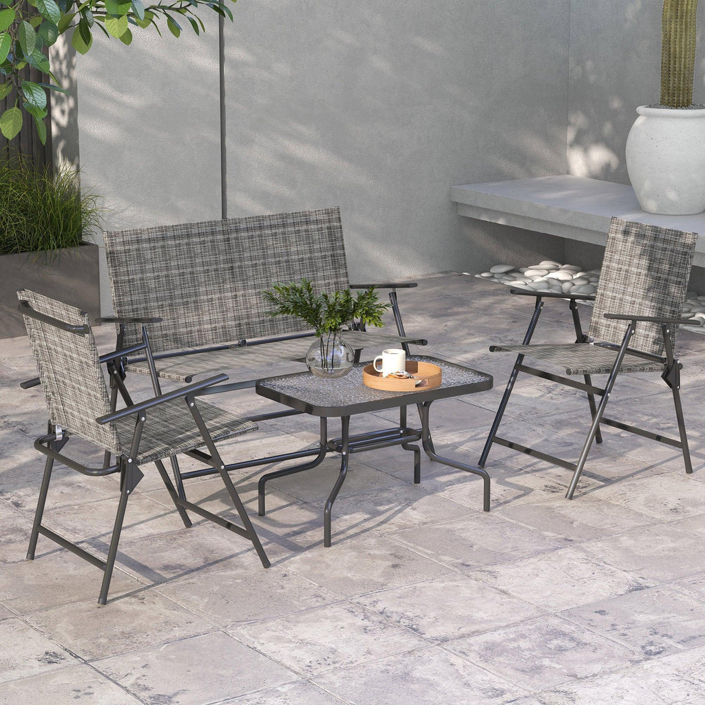 Four-Piece Metal Garden Sofa Set - Mixed Grey - Bobobiy