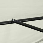 Close-up of black metal pole joint and connecting hardware on the half umbrella