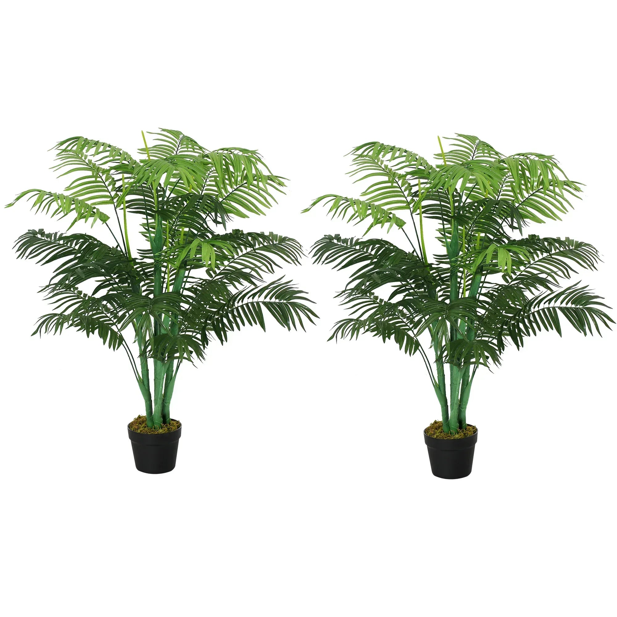 2 Pack Artificial Plant Palm Tree in Pot, Fake Plants for Home Indoor Outdoor Decor, 125cm, Green - Bobobiy