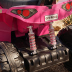Pink kids quad bike rear suspension springs and rugged tire tread