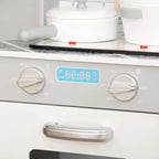 Kids wooden toy kitchen control panel with oven dial knobs and digital display