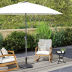 Dark bronze round parasol base with central pole for outdoor umbrella stand