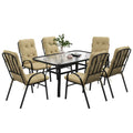 Seven-Piece Garden Dining Set with Cushions - Beige - Bobobiy