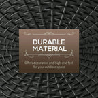 Close-up of black rattan-pattern parasol base texture with raised lattice pattern