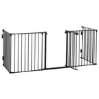 Black 5-panel pet playpen metal fence with walk-through gate door