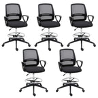 Set of 5 black ergonomic mesh back drafting chairs with swivel and footrest