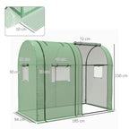 Green portable mesh greenhouse with roll-up door front and side mesh windows