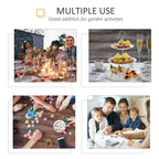 Promotional graphic showing the outdoor dining table used for meals, parties, crafts, and family