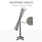 Grey standing mirror cabinet with adjustable angle support mechanism